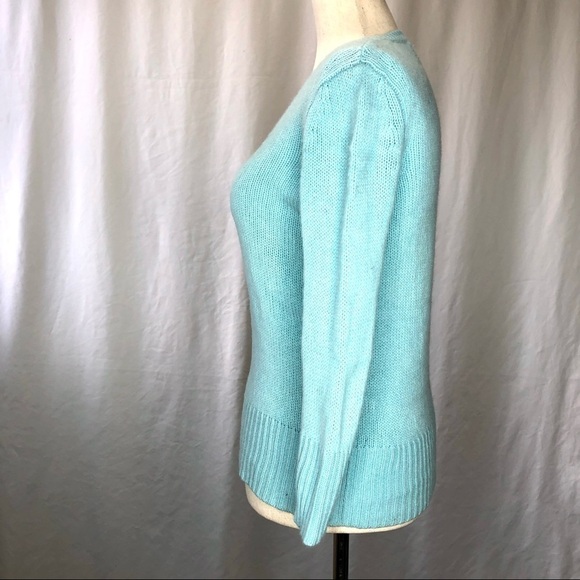 Sutton Studio Bloomingdale’s 100% cashmere robin’s egg blue v-neck sweater M - Picture 5 of 8